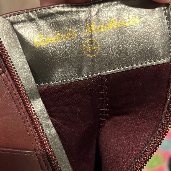 Andres\' Machado Moto Zip Side Burgundy Heeled Bootie Ankle Boots sz 44 NWOT